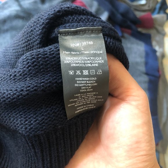 Slate and Stone Navy Gray Stripe Crew Neck Sweater Size Large - Picture 7 of 7